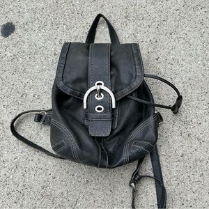 Coach vintage mini Stylish Black Leather soho Backpack